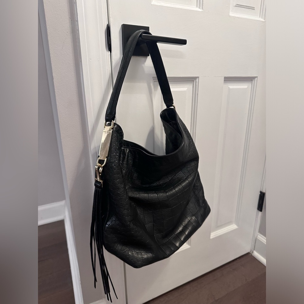 Henri Bendel Black Leather Tote with Tassels